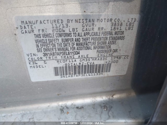 Nissan SENTRA SR 2014 3N1AB7AP3EL611334 Image 9