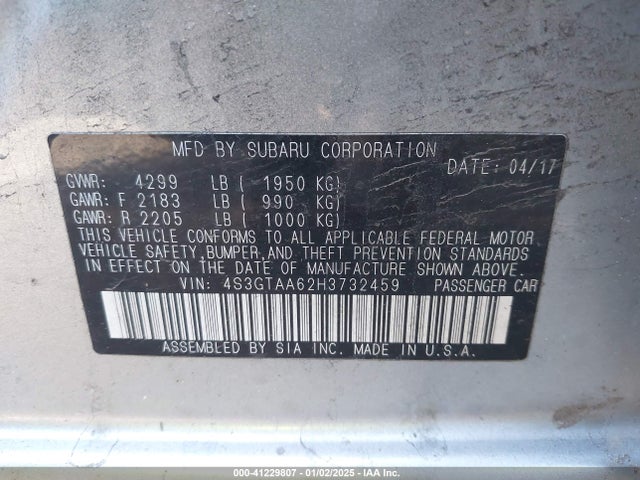 Subaru Impreza 2.0i 2017 4S3GTAA62H3732459 Image 9