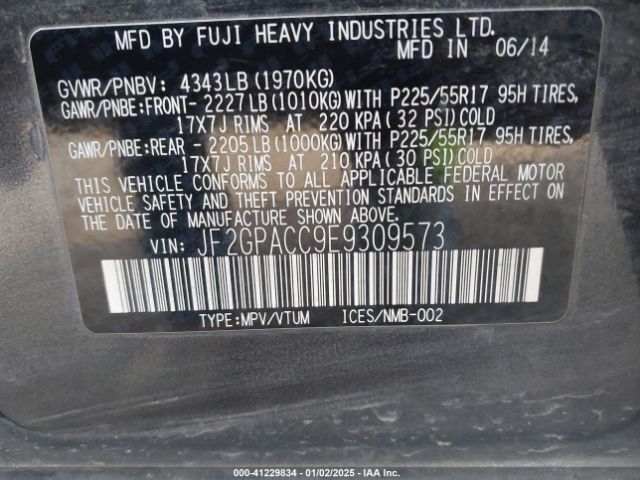 JF2GPACC9E9309573 Subaru Xv Crosstrek 2.0i Premium