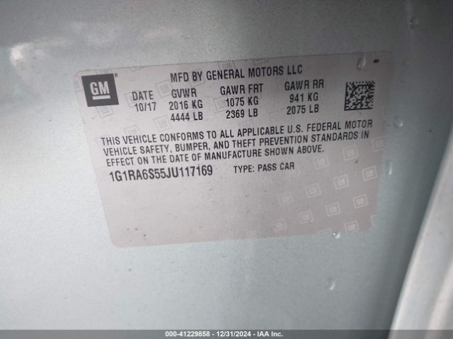 1G1RA6S55JU117169 Chevrolet VOLT LT