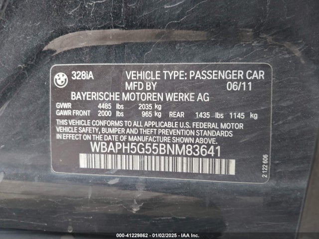 Продажа на аукционе авто 2011 Bmw 328i, vin: WBAPH5G55BNM83641, номер лота: 41229862