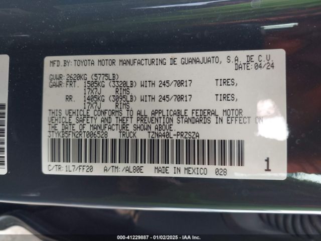 3TYKB5FN2RT006528 Toyota Tacoma Sr5