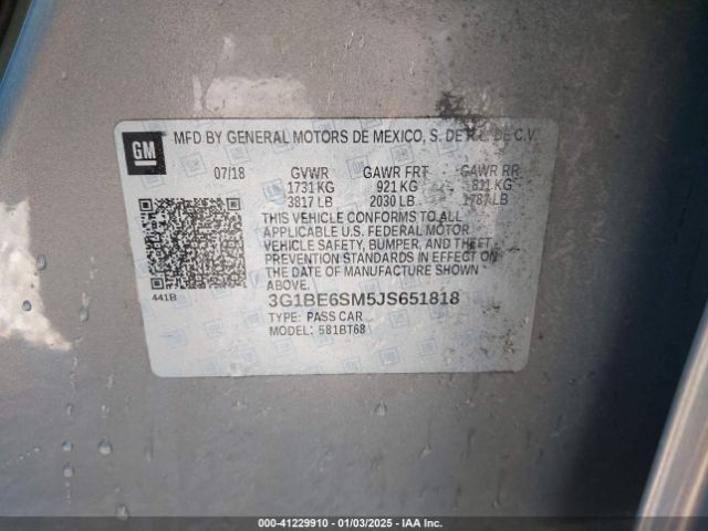 3G1BE6SM5JS651818 Chevrolet Cruze Lt Auto
