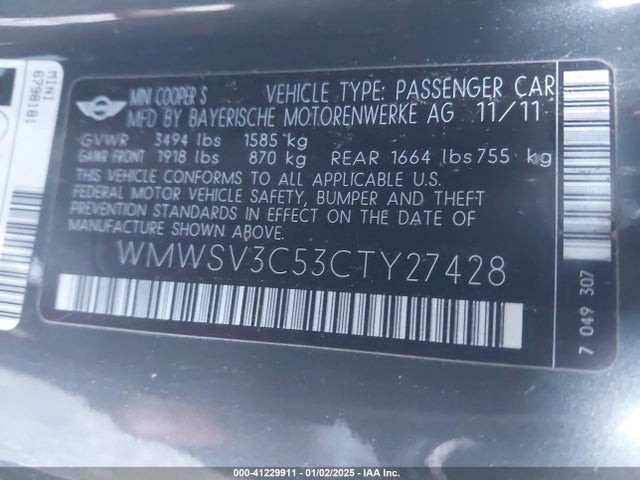 2012 MINI COOPER S WMWSV3C53CTY27428 Photo 8