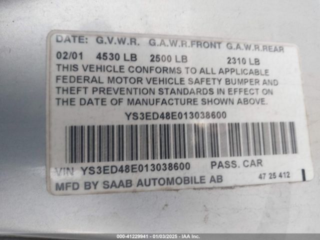 2001 SAAB 9-5 YS3ED48E013038600 Photo 8
