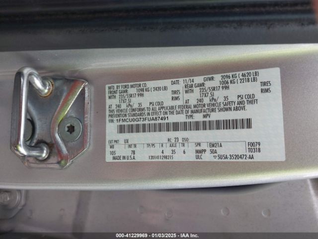 1FMCU0G73FUA87491 Ford ESCAPE SE