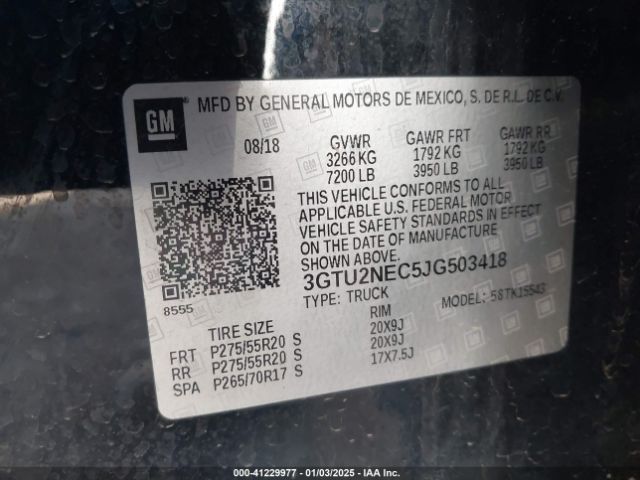3GTU2NEC5JG503418 GMC Sierra 1500 Slt