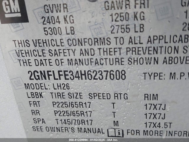 Chevrolet EQUINOX LT 2017 2GNFLFE34H6237608 Image 9