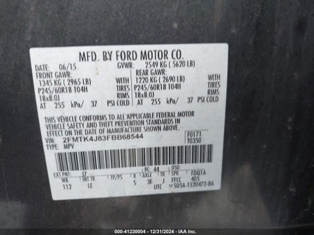 2FMTK4J83FBB68544 Ford EDGE SEL