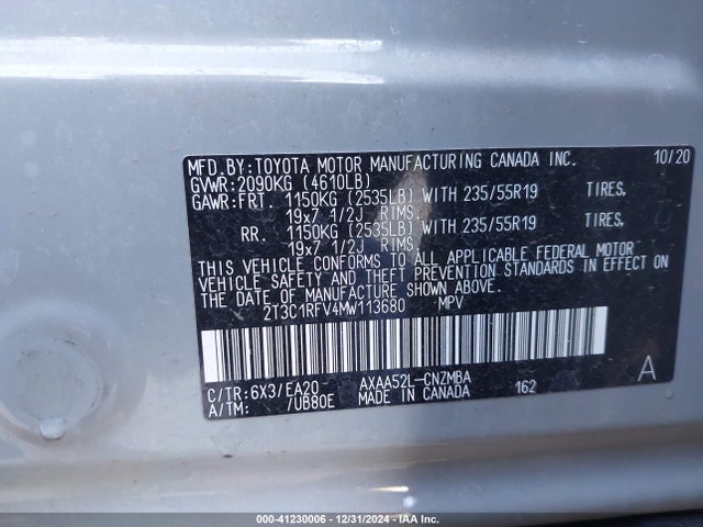 Toyota Rav4 Xle Premium 2021 2T3C1RFV4MW113680 Image 9