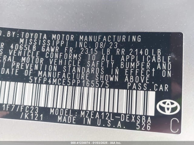Toyota COROLLA SE 2023 5YFP4MCE5PP165575 Image 9