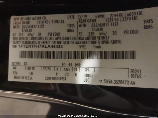 Ford Ranger Xlt 2019 1FTER1FH7KLA44433 Image 9