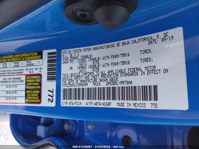 3TMCZ5AN1LM296349 Toyota Tacoma Sr5 V6