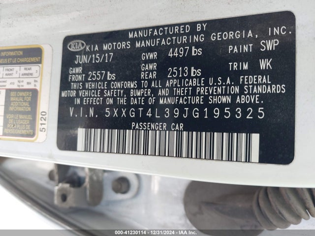 KIA Optima Lx 2018 5XXGT4L39JG195325 Image 9