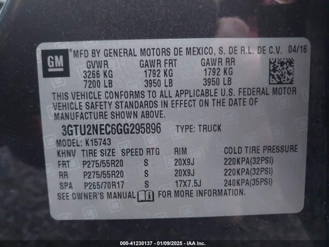 3GTU2NEC6GG295896 GMC Sierra 1500 Slt