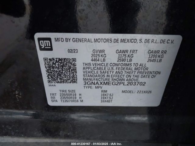 3GNAXMEG2PL203702 Chevrolet Equinox Fwd Rs