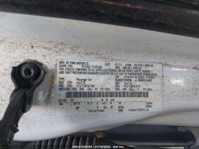 1FADP3F22EL117601 Ford FOCUS SE