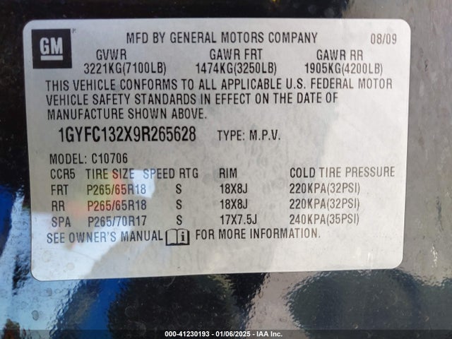 2009 CADILLAC ESCALADE 1GYFC132X9R265628 Photo 8