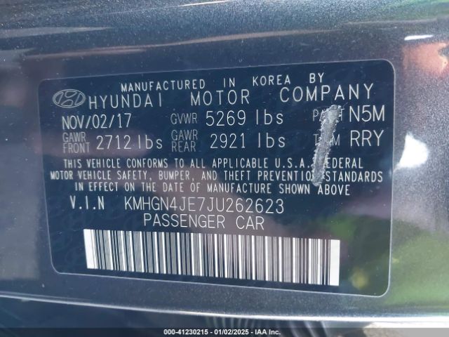 KMHGN4JE7JU262623 Genesis G80 3.8