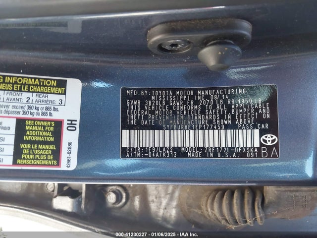 Toyota Corolla 2014 5YFBURHE1EP177459 Image 9