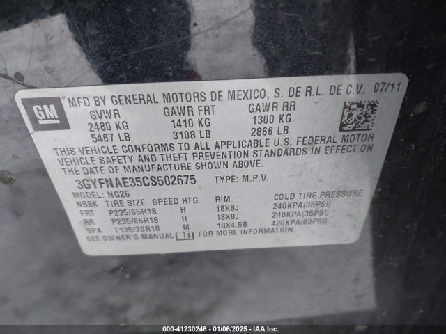 2012 CADILLAC SRX 3GYFNAE35CS502675 Photo 8