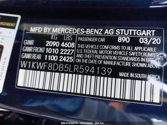 W1KWF8DB5LR594139 Mercedes-Benz C 300