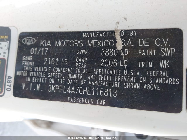 KIA FORTE LX 2017 3KPFL4A76HE116813 Image 9