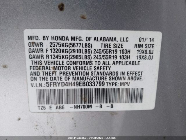 5FRYD4H49EB033799 Acura Mdx Technology Package