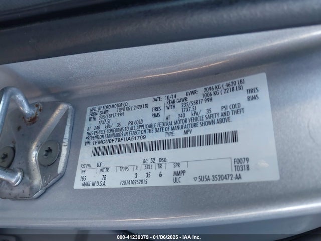 Ford ESCAPE S 2015 1FMCU0F79FUA51709 Image 9