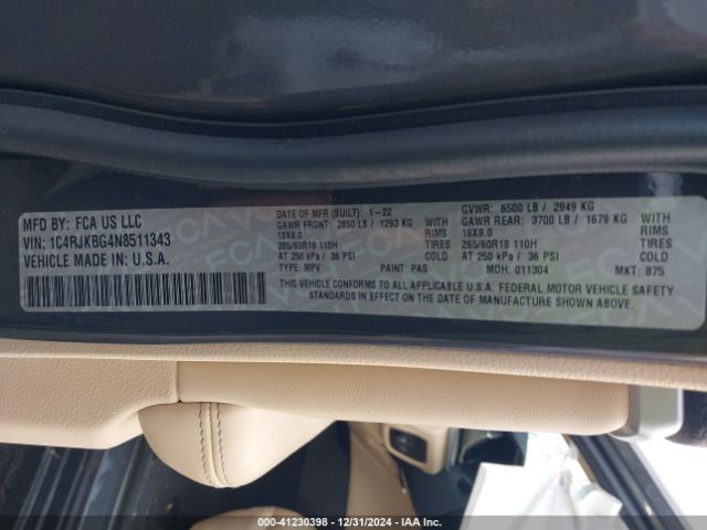 2022 JEEP GRAND CHEROKEE L 1C4RJKBG4N8511343 Photo 8