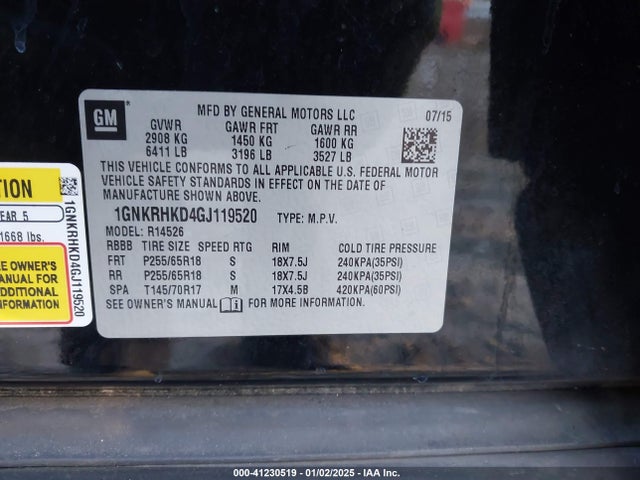 Chevrolet Traverse 2lt 2016 1GNKRHKD4GJ119520 Image 9
