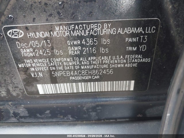Hyundai SONATA GLS 2014 5NPEB4AC8EH862456 Image 9