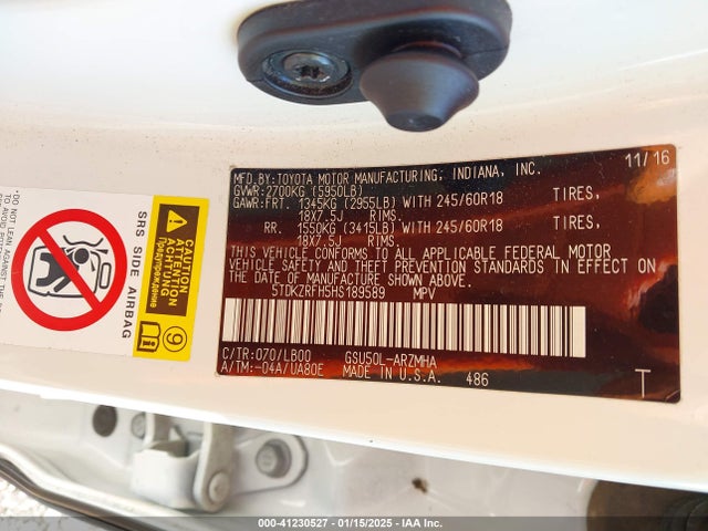 Toyota Highlander Xle 2017 5TDKZRFH5HS189589 Image 9