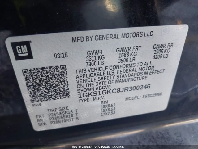 1GKS1GKC8JR300246 GMC Yukon Xl Slt