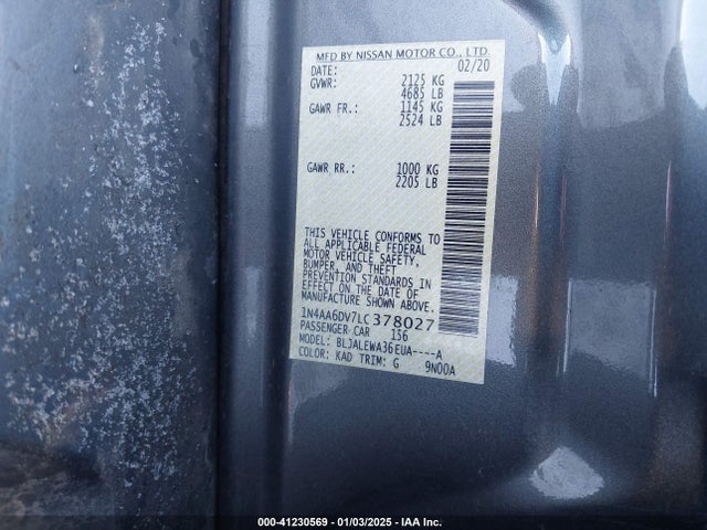 Nissan Maxima Sl Xtronic Cvt 2020 1N4AA6DV7LC378027 Image 9