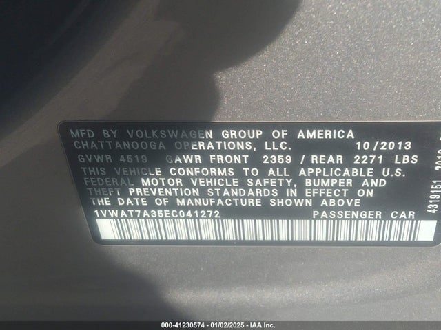 Volkswagen Passat 1.8t Wolfsburg Edition 2014 1VWAT7A35EC041272 Image 9