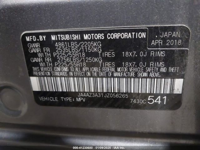 2018 MITSUBISHI OUTLANDER JA4AZ3A31JZ056265 Photo 8