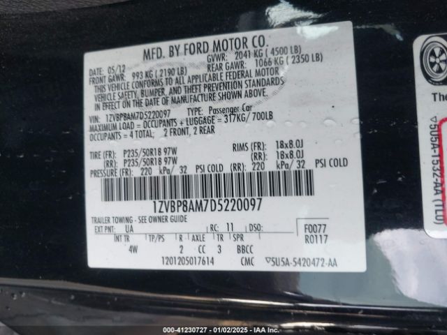 2013 FORD MUSTANG 1ZVBP8AM7D5220097 Photo 8
