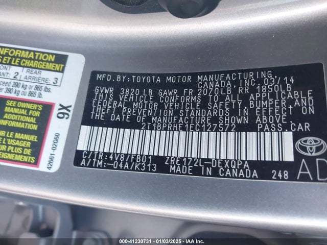 Toyota Corolla Le Eco 2014 2T1BPRHE1EC127572 Image 9