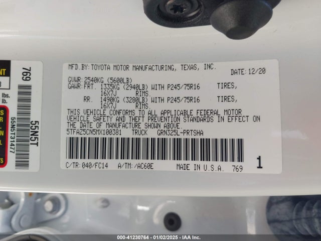 Toyota Tacoma Sr5 V6 2021 5TFAZ5CN5MX100381 Image 9