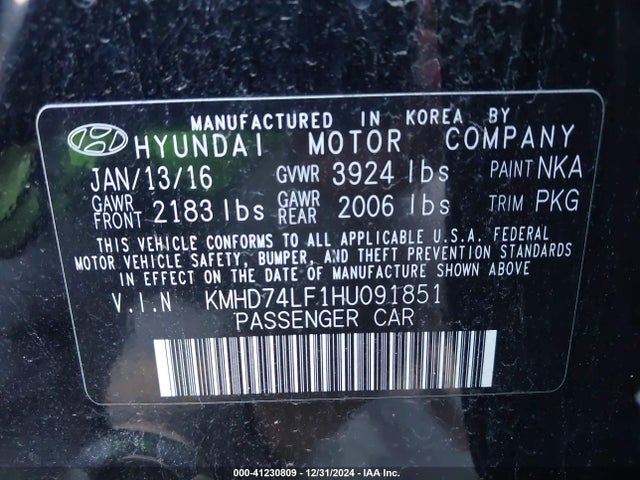 Hyundai ELANTRA SE 2017 KMHD74LF1HU091851 Image 9