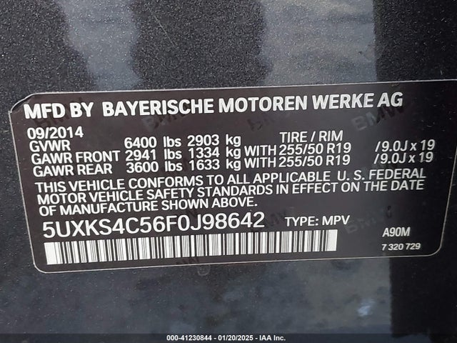 5UXKS4C56F0J98642 BMW X5 Xdrive35d