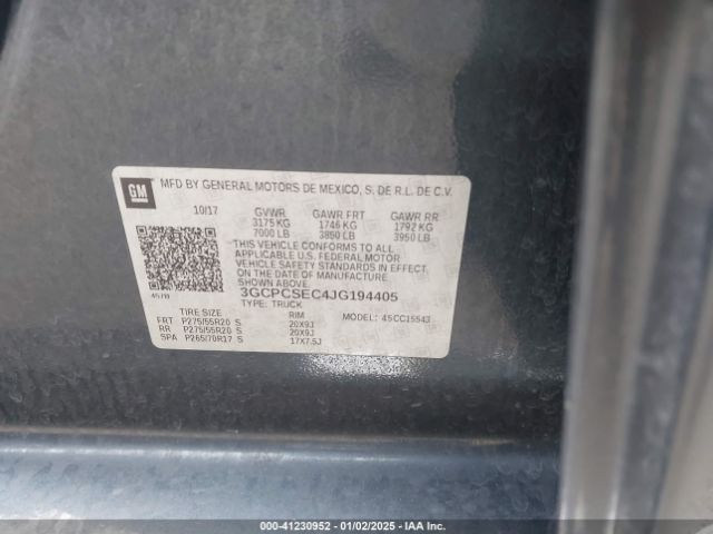 3GCPCSEC4JG194405 Chevrolet Silverado 1500 1lz