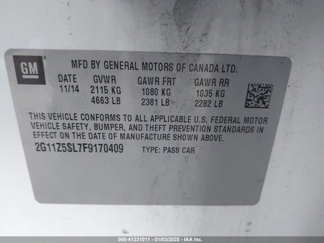 Chevrolet IMPALA LS 2015 2G11Z5SL7F9170409 Image 9