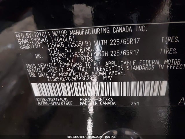 Toyota RAV4 LE 2018 2T3BFREV0JW783639 Image 9
