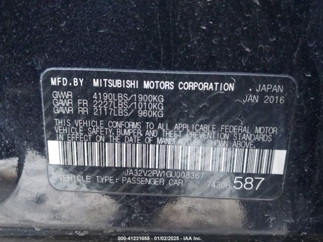 JA32V2FW1GU008367 Mitsubishi Lancer Sel