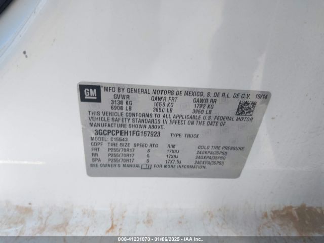 3GCPCPEH1FG167923 Chevrolet Silverado 1500 Ls