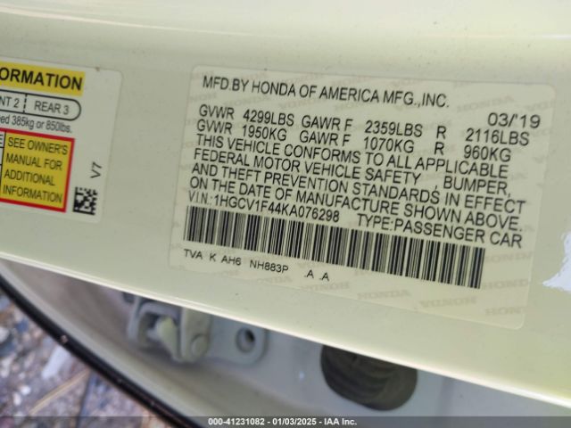 1HGCV1F44KA076298 Honda ACCORD EX