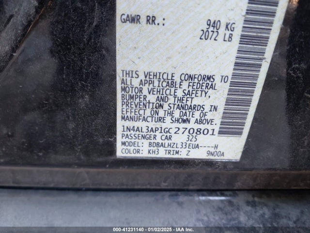 Nissan Altima 2.5 Sr 2016 1N4AL3AP1GC270801 Image 9