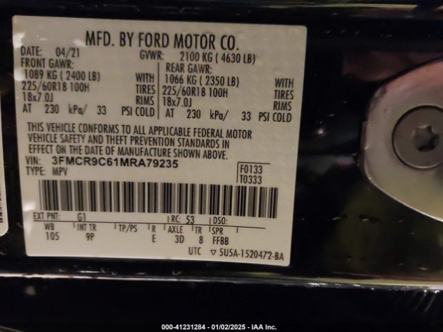 3FMCR9C61MRA79235 Ford Bronco Sport Outer Banks